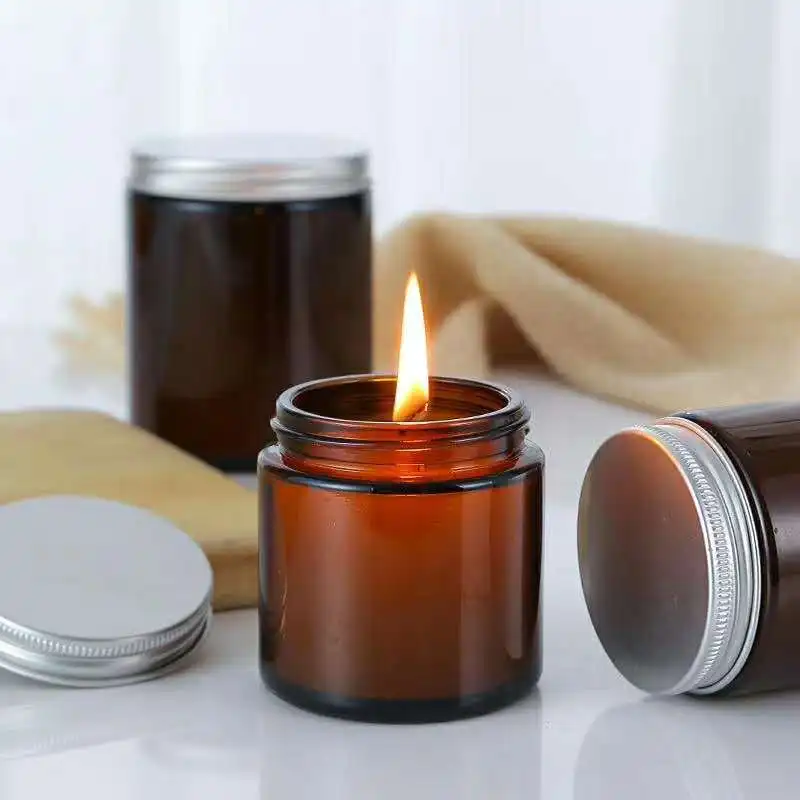 6pc 100/250ml 앰버 유리 캔들 항아리 DIY - Amber Jar Candle 리뷰 및 가격
