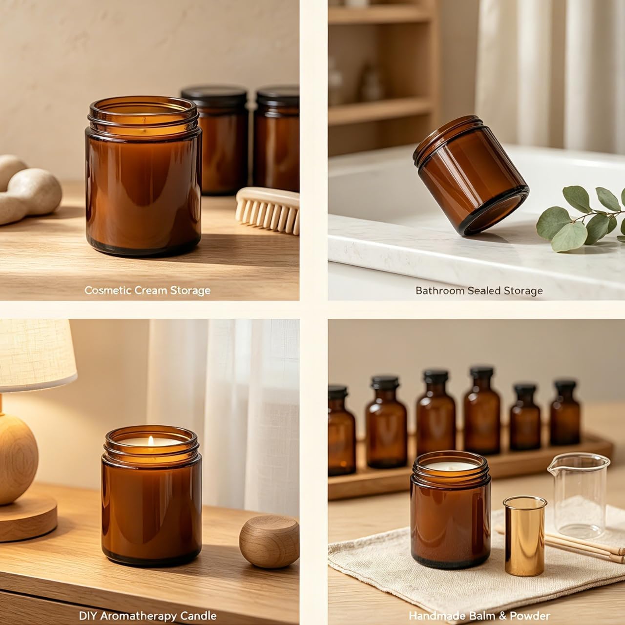 30개입 8온스(250ml) 호박색 유리병, 검정색 뚜 - Amber Jar Candle 리뷰 및 가격