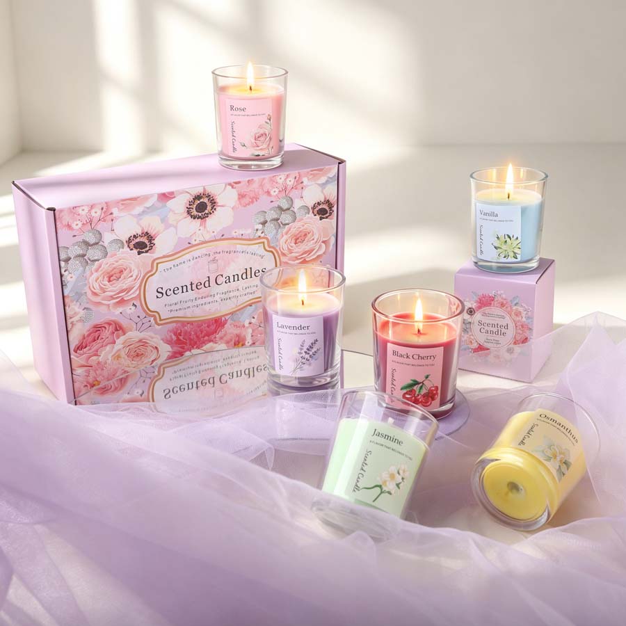 아로마테라피 향초 선물 세트 6가지 다른 향의 유리병  - Home Fragrance 리뷰 및 가격