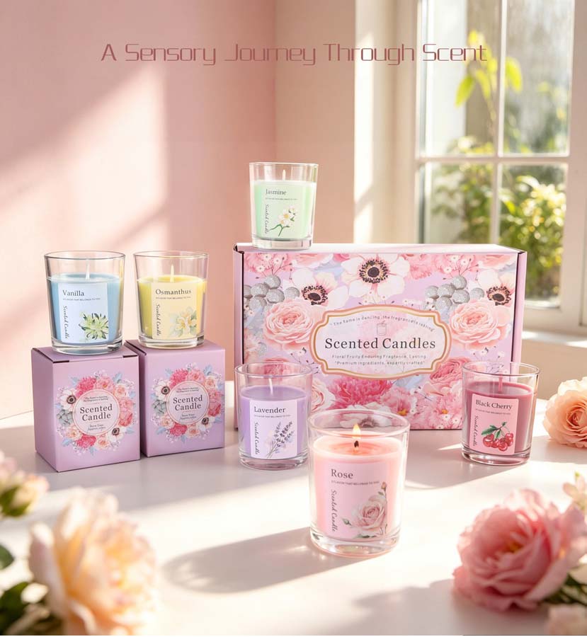 아로마테라피 향초 선물 세트 6가지 다른 향의 유리병  - Home Fragrance 리뷰 및 가격