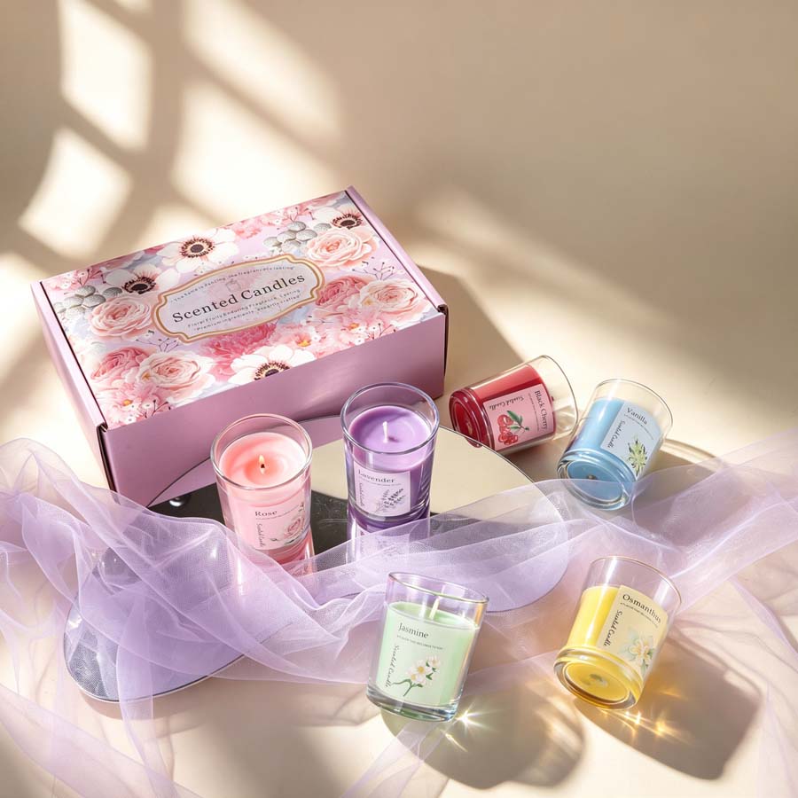 아로마테라피 향초 선물 세트 6가지 다른 향의 유리병  - Home Fragrance 리뷰 및 가격